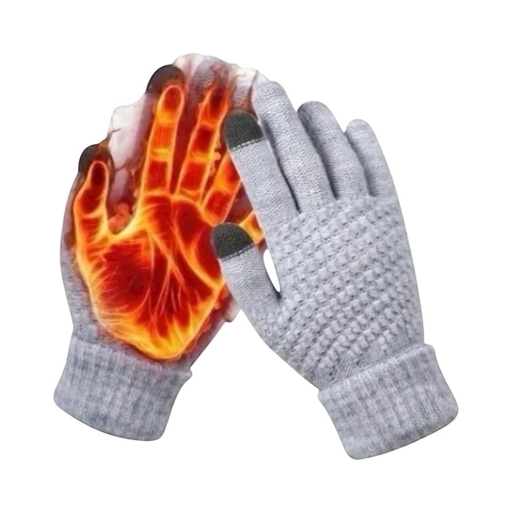 Womens Thermal Warm Thick Plush Lined Touchscreen Lt. Gray Gloves NEW Winter OS